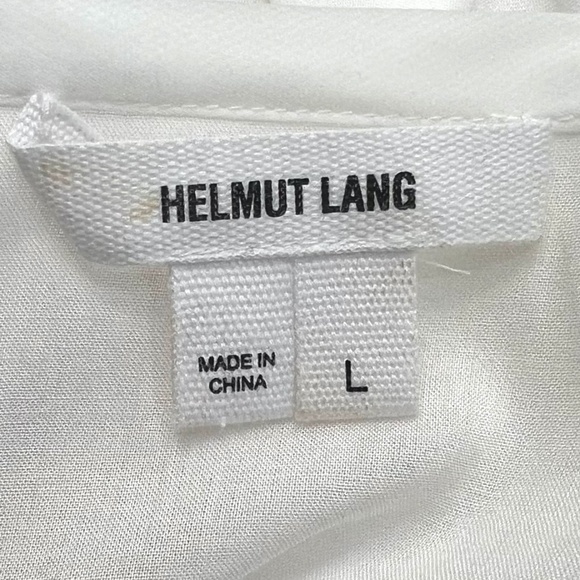 HELMUT LANG WHITE SEMI SHEER OVERSIZED ASYMMETRICAL BOXY CUT BATWING TOP - Picture 10 of 12